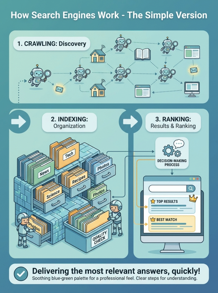 Infographic on "How Do Search Engines Work"
